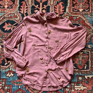 Anthropologie Hot Air Ballon embroidered shirt